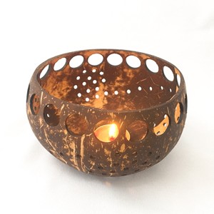 Supports de bougies en coquille de noix de coco durables, prix compétitif, support en bois pour bougies tealight. - Product Image 1