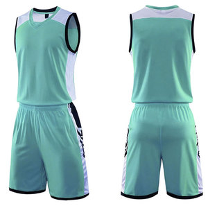 Ensemble de maillots de basket-ball sublimés personnalisés, bleu jaune, imprimé géométrique, col en V, sans manches, évacuation de l'humidité, uniforme d'équipe unisexe pour adultes - Product Image 4