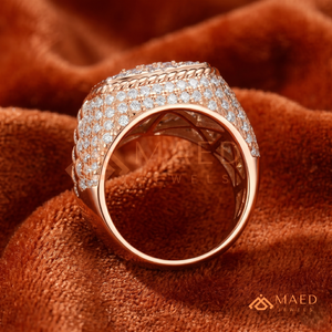 Luxury Rose Gold Round Cluster <b>Ring</b> for <b>Men</b> 18K Rose Gold Plated Iced Out Moissanite VVS Diamond Big Medallion Statement <b>Ring</b> - Product Image 3