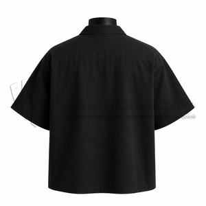 Chaqueta Negra de Manga Corta con Cierre para Hombre, Chaqueta de Trabajo, Sobrecamisa Casual, Personalizable OEM ODM al por Mayor - Product Image 2
