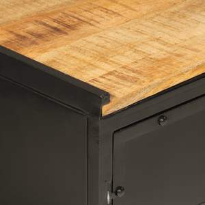 Meuble-vasque de salle de bain en bois de manguier noir et naturel, meubles de salle de bain élégants - Product Image 6