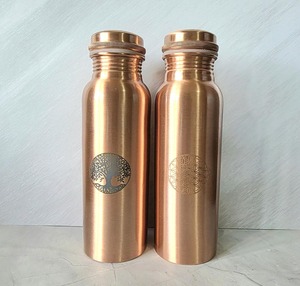 ขวดน้ำทองแดงลายจักระ พกพาสะดวก พร้อมฝาปิด - Product Image 2