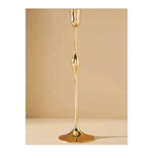 Porte-bougie conique en métal doré de luxe, style moderne minimaliste, grand support à bougie avec base sphérique pour mariage et centre de table. - Product Image 5