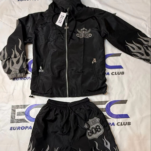 Custom <b>Puller</b> Zipper Nylon Windbreaker Shorts Set Wholesale Reflective Logo Unisex Relaxed Fit Set - Product Image 1