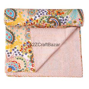 Ensemble de couette en coton imprimé artisanal, luxe sur mesure, traditionnel Kantha, vintage, respirant toutes saisons, pour hôtel, couleur personnalisée - Product Image 1