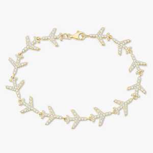 Pulsera de tenis Airplane Diamond de oro macizo de 14K y 18K, con diamantes cultivados en laboratorio de corte redondo y pavé, de 7.5 pulgadas, para uso en capas, con cierre de langosta, joyería fina de alta gama - Product Image 1