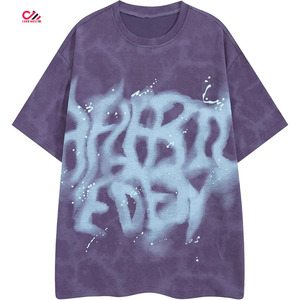 T-shirt délavé à l'acide pour homme 100% coton 250 GSM Coupe oversize Épaules tombantes Logo personnalisé Séchage rapide Respirant - Product Image 2