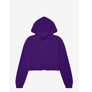 Bella Canvas Team Purple Custom Oversized Crop Top Sudadera con capucha Impresión personalizada Venta al por mayor Sudadera con capucha de manga larga para mujer - Product Image 6