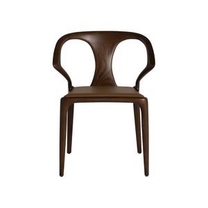 Modern Midcentury Wood <b>Armchair</b> Upholstered Leather Seat <b>Dining</b> Chair Home Furniture - Product Image 3