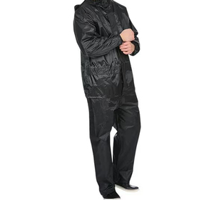 Men's Black Waterproof Rain Suit Full Sleeve <b>Jacket</b> And Pants With Reflective Stripe All Seasons Adult Wear Wholesale - Product Image 3