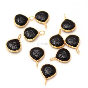 Natural Black Onyx Flower Pendant 925 Sterling <b>Silver</b> Gemstone Pendant Hand Carved Heart Charm Black Onyx Jewelry Making Supplie - Product Image 5