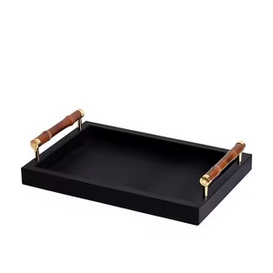 <b>Black</b> Coated New Wooden Serving Tray For Home Hotel Serving Use Ramadan And Eid Food Fruits Use Wooden Serving Trays - Product Image 1