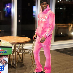 ชุดเซ็ตฮู้ดดี้และกางเกงจ็อกเกอร์ผ้าคอตตอนผสมโพลีเอสเตอร์แบบยูนิเซ็กซ์ ล้างสีแบบแอซิดวอช ผลิตตามแบบ OEM พร้อมปักโลโก้ ชุดสตรีทแวร์พรีเมียม - Product Image 3