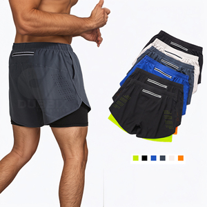 Men's Double <b>Layer</b> Black Running Shorts Quick-drying Fitness Sport Workout Training Bodybuilding Pants New Formal Style - Product Image 2