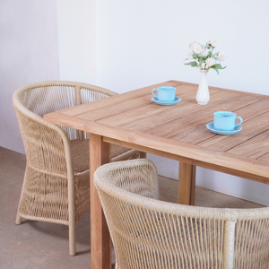 Mesa de Comedor para Exteriores Andrea, Madera de Teca Sólida, Moderna, Doble, Extensible, Resistente a la Intemperie, Plegable, para Jardín y Parque - Product Image 5