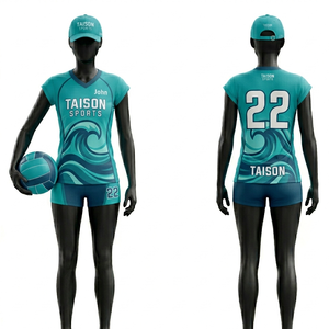 Uniforme de Voleibol para Mujer de Primera Calidad, 160 GSM, Poliéster y Spandex, Verde Menta Degradado, Tela Transpirable, Logotipo Personalizado por Sublimación - Product Image 2