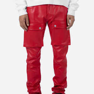 Pantalones de Cuero Apilados de Último Diseño a Bajo Precio, Pantalones de Cuero Apilados Personalizados de Longitud Completa para Hombre - Product Image 4