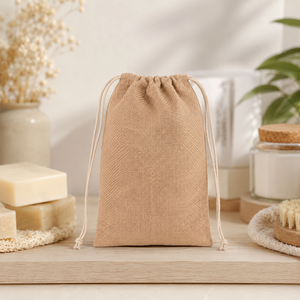 Custom Logo Natural Jute Drawstring Pouch 18x25 cm Eco Friendly Reusable Burlap Gift Packaging Bag Wholesale Indian OEM Supplier - Product Image 1
