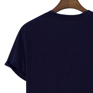 Camiseta de Algodón para Hombre, Color Azul Marino y Verde Esmeralda, Diseño Geométrico con Bloques de Color, Cuello Redondo, Manga Corta, Estilo Casual, Deportivo, para Uso Diario en Verano - Product Image 4