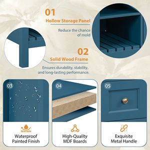 Mobile Bagno Freestanding da 36 Pollici con 5 Cassetti, Struttura in Legno Massello e Lavabo in Resina - Mobile Contenitore Bagno da 36 Pollici - Product Image 6