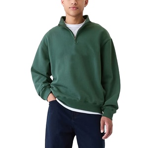 Men's Green Quarter <b>Zip</b> <b>Hooded</b> Sweatshirt Flame Brand Print Casual Fleece 100% Cotton Oversized Fit Autumn Wear - Product Image 5
