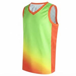 Camiseta de Baloncesto Orha con Rayas Moradas y Naranjas, Cuello en V, Sin Mangas, Malla Transpirable, Unisex, Corte Regular, Impresión Sublimada - Product Image 4