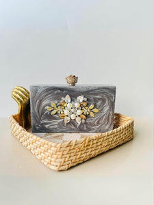 Designer Resin Vintage Bohemian Clutch Bag Button Chains Glossy Marble Handmade Premium Quality Waterproof Adjustable Strap for - Product Image 3