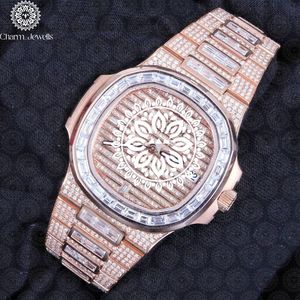 Reloj Charm_Jewells de Lujo para Hombre, de Acero Inoxidable, Forma Tonneau, 40 mm, Analógico, Mecánico, Resistente al Agua 10 Bar, con Incrustaciones de Diamantes - Product Image 4