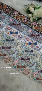 Dentelles brodées avec des fils multicolores et des motifs vibrants, idéales pour les vêtements, les accessoires de mode, l'artisanat et les projets de décoration. - Product Image 5