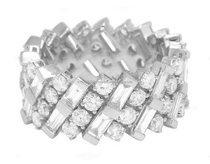 Bridal Band Baguette Cut Eternity and <b>Cross</b> Moissanite Diamond Wedding Engagement Band 925 Sterling <b>Silver</b> Gold Plated Wide Band - Product Image 4