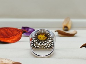 Bague en citrine jaune, pierre précieuse naturelle, bijou en cristal, bague artisanale distinctive, élégante, cadeau artisanal pour femme - Product Image 5