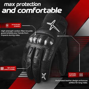Gants de moto en cuir véritable respirants pour l'été, pour le motocross, le cyclisme et la course à moto - Product Image 3