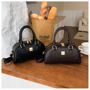 Wholesale Simple Women's Casual Soft Handbag – Portable Genuine Leather Vintage <b>Bowling</b> Bag - Product Image 2