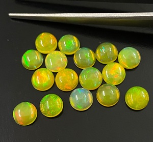 โอปอลธรรมชาติทรงกลม สีเขียวเหลือง สำหรับทำเครื่องประดับ - Product Image 4