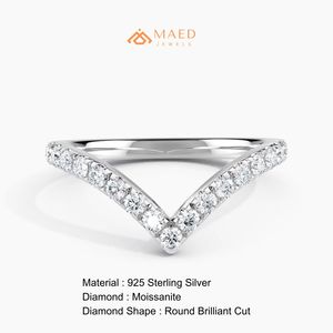 Anillo de Compromiso de Plata de Ley 925 con Moissanita en Forma de V, Joyería Nupcial de Diamantes de Moissanita para Mujer, Lujo Estadounidense - Product Image 6