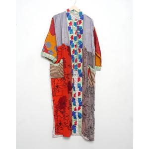 Kimono Robe Vintage de Luxe Élégant en Soie Japonaise avec Patchwork pour Femme, Longueur Intégrale, Col en V, Fermeture à Cordon, Respirant, Longueur Avant Longue - Product Image 6