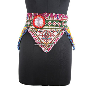 Vintage Belt Belly Dance Bead Afghani Traditional Waist Belt Kuchi Tribal BB025 <b>Old</b> Banjara Real Vintage Handmade Beaded Belts - Product Image 1