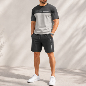 Conjunto de Ropa Deportiva para Hombre, Personalizado, Transpirable, para Gimnasio, Verano, Corte Holgado, Informal, Pantalones Cortos y Camiseta, Combinación de Colores - Product Image 3