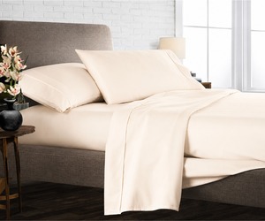 Fabricant indien, ensemble de draps de lit en coton de luxe 4 pièces, taille King, 400TC, couleur lin, doux, respirant et confortable pour la literie - Product Image 1