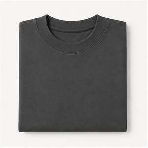 เสื้อยืดโอเวอร์ไซส์ผู้ชายสไตล์วินเทจ สีเทาเข้ม ทรงหลวม ไหล่ตก ผ้าคอตตอนหนา คอกลม สตรีทแวร์ ขายส่ง - Product Image 5