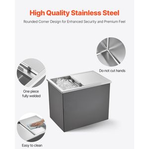 Frigorifero Commerciale da Incasso in Acciaio Inox 18 x 12 x 15 Pollici, Contenitore per Ghiaccio da 28,6 Quarti con Coperchio Scorrevole per Uso Esterno ed Eventi all'Aperto - Product Image 4