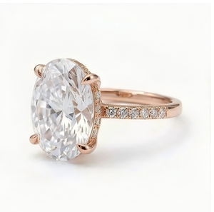 LY LR1380 Oval Lab Created Classic Zircon Engagement Ring 925 <b>Sterling</b> <b>Silver</b> Rhodium Plated Halo Pave <b>Band</b> Women <b>Wedding</b> Gift - Product Image 4