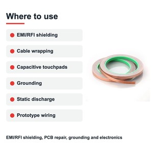 TECHINSTRO เทปทองแดงนำไฟฟ้า 6 มม. x 15 ม. พร้อมกาวนำไฟฟ้าสำหรับป้องกัน EMI ซ่อมแซม PCB สายดิน CFT-006 - Product Image 4