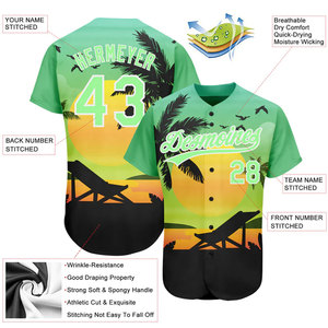 เสื้อเบสบอลทรอปิคอลแบบสั่งทำ แขนสั้น คอปกติดกระดุม สำหรับผู้ใหญ่ 男女  ผ้าโพลีเอสเตอร์ระบายอากาศได้ดี  พร้อมชื่อทีมและหมายเลข 00 สไตล์ฤดูร้อน - Product Image 2