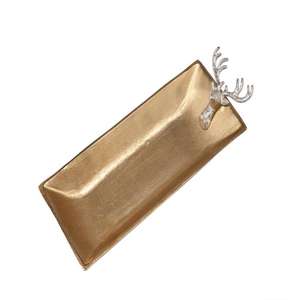 Plateau de service de luxe sur pied en aluminium doré, plateau décoratif, organisateur de bijoux, plat à chocolat, décoration mariage et Ramadan - Product Image 5