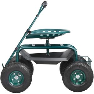 Carrello da Giardinaggio con Sedile Girevole a 360 Gradi, Pieghevole, con Ruote Orientabili a 360 Gradi, Carrello per Piantumazione con Manubrio - Product Image 2
