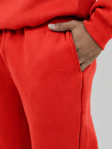 Nouveau pantalon de survêtement rouge personnalisé 2026 pour homme – Pantalon de détente en molleton à jambe large avec taille élastique et poches - Product Image 2