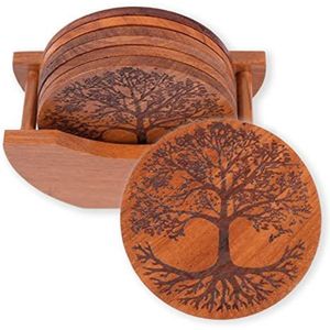 Ensemble de sous-verres en bois de manguier faits à la main avec incrustation émaillée, motif mandala, sous-verres carrés en bois pour tasses à thé et à café, décoration de la maison, vaisselle - Product Image 5