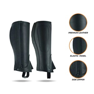 Heavy Duty Cowhide Horse <b>Riding</b> <b>Chaps</b> Adjustable Equestrian Half <b>Chaps</b> Outdoor Horseback <b>Riding</b> Protective Calf Protector - Product Image 4