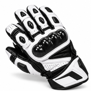 Guantes de Motociclismo de Cuero, Protección Completa para los Dedos, Resistentes al Viento, Correa de Muñeca Ajustable - Product Image 3